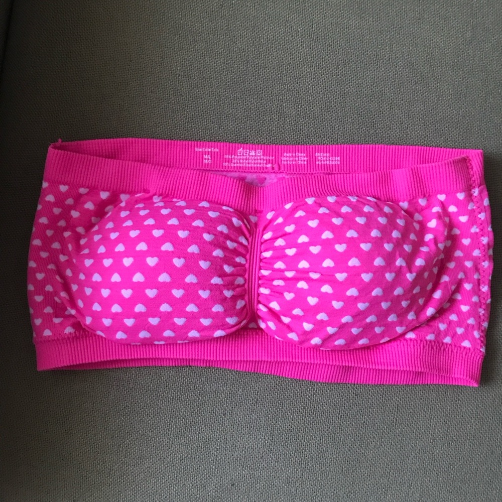 Pink Heart Bandeau Bra - M/L - NWOT